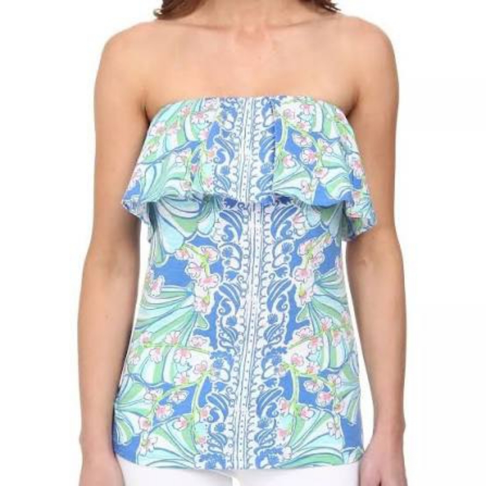 2 GORGEOUS Lilly Wiley Vacation Ruffle Strapless Tops